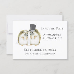 Cute Wedding Hedgehog Couple Save The Date