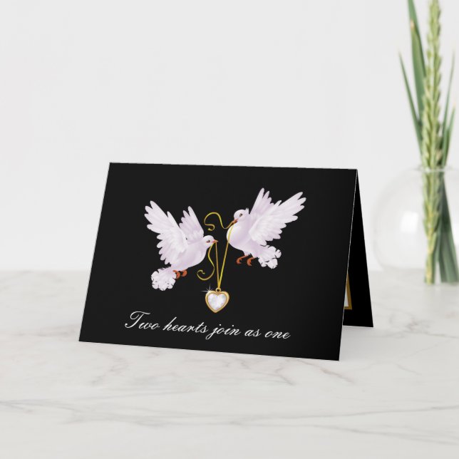 cute wedding love birds add sentiment  card (Front)