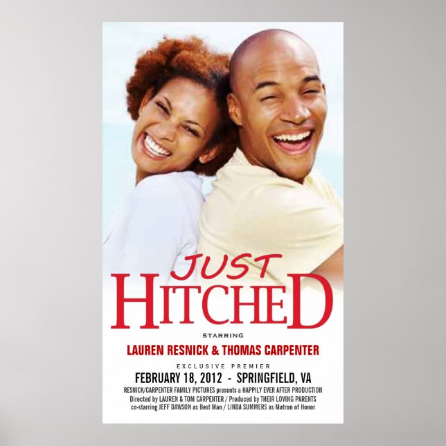 Cute Wedding Movie Poster Photo Template (Front)