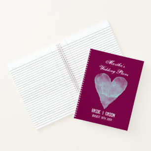 Cute wedding notebook with rustic watercolor heart