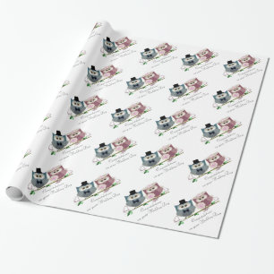 Cute Wedding Owls Congratulations Wrapping Paper