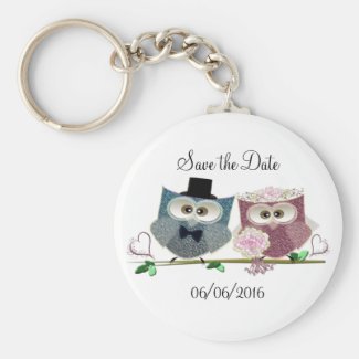 Cute Wedding Owls Key Ring