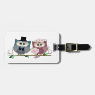 Cute Wedding Owls Luggage Tag