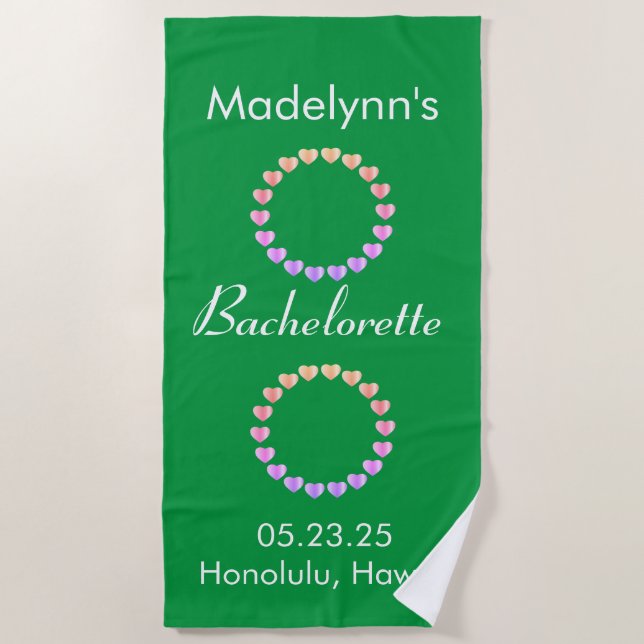 Cute Wedding Party Favour Personalised  Beach Towe Beach Towel (Front)