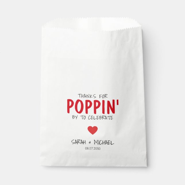Cute Wedding Popcorn Thank You Modern  Favour Bags (Front)