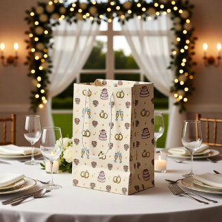 Cute Wedding Rings and Champagne Gift Bag
