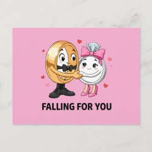 Cute Wedding Rings Proposal Cartoon Postcard