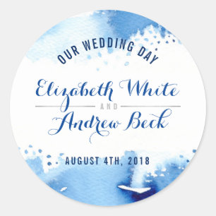CUTE WEDDING SEAL stylish watercolor dark blue