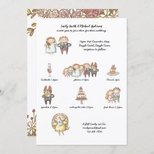 Cute Wedding Timeline Invite Rustic Handdrawn