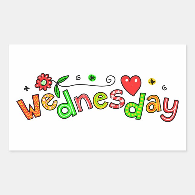 Cute Wednesday Week Day Greeting Text Expression Rectangular Sticker (Front)