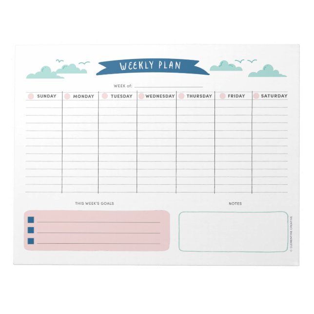 Cute Weekly Planner Notepad (Front)