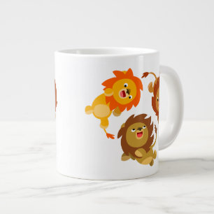 Cute Weightless Cartoon Lions Jumbo Mug