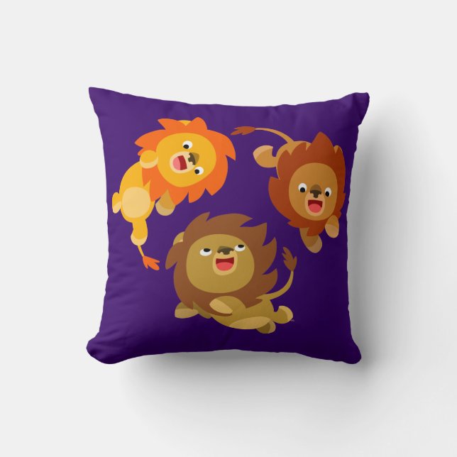 Cute Weightless Cartoon Lions Pillow (Front)