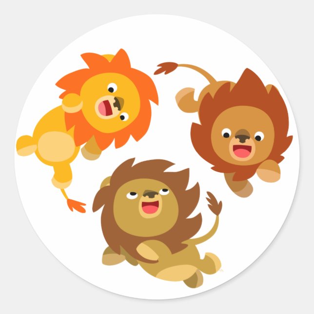Cute Weightless Cartoon Lions Sticker (Front)