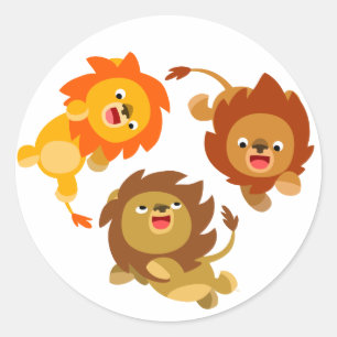 Cute Weightless Cartoon Lions Sticker