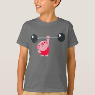 Cute Weightlifting Cartoon Pig Children T-Shirt