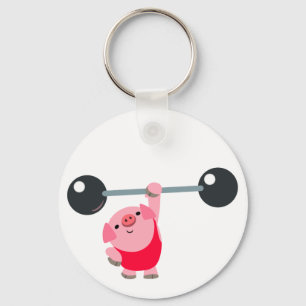 Cute Weightlifting Cartoon Pig Keychain