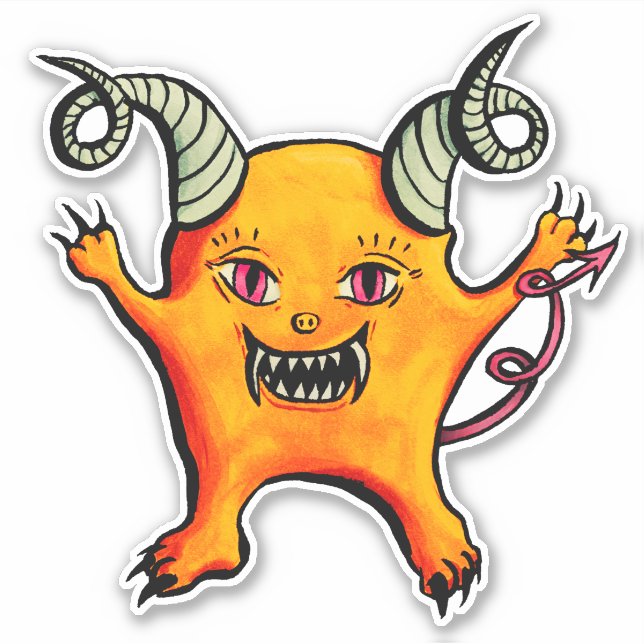 Cute Weird Horned Little Demon Creature (Front)
