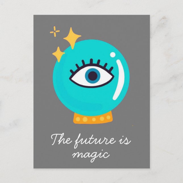 Cute weird magic crystal ball eye postcard (Front)
