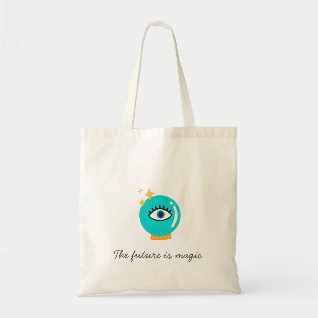Cute weird magic crystal ball eye tote bag (Front)