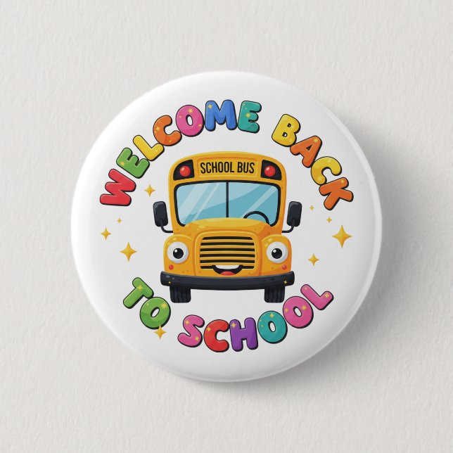 Cute Welcome Back to School Bus 6 Cm Round Badge (Front)