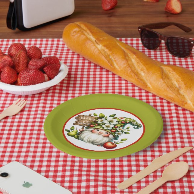 Cute welcome garden party gnome paper plate (Picnic)