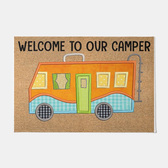Cute Welcome To Our Camper Doormat, Camping Doormat (Front)
