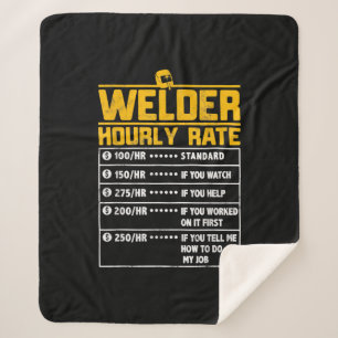 Cute Welder Funny Hourly Rate Gift For Welder Sherpa Blanket