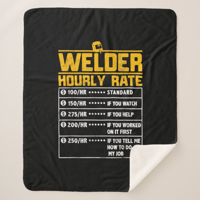 Cute Welder Funny Hourly Rate | Gift For Welder Sherpa Blanket (Front)