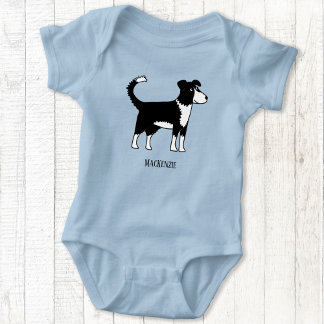Cute Welsh Border Collie Dog Baby Bodysuit