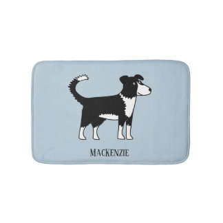 Cute Welsh Border Collie Dog Bath Mat