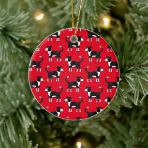 Cute Welsh Border Collie Sheep Dog Pattern Ceramic Tree Decoration