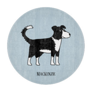 Cute Welsh Border Collie Sheepdog Custom Name Cutting Board