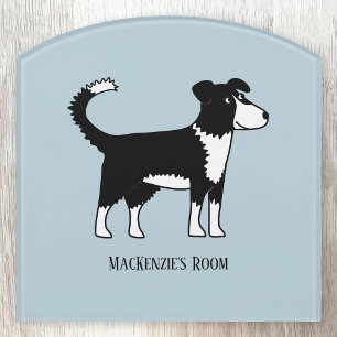 Cute Welsh Border Collie Sheepdog Custom Name Door Sign