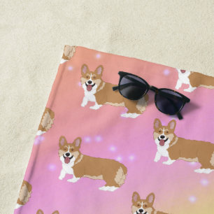 Cute Welsh Corgi Beach Towel
