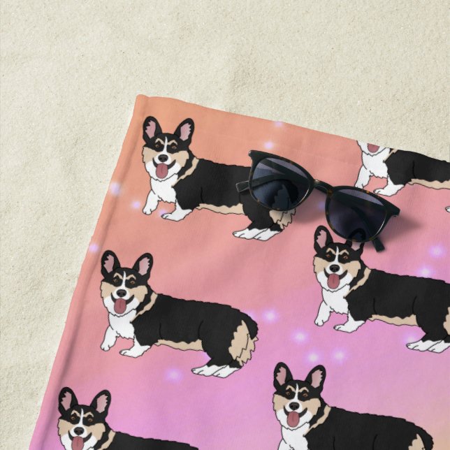 Cute Welsh Corgi Beach Towel (In Situ)