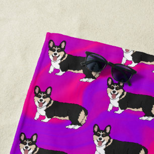 Cute Welsh Corgi Beach Towel