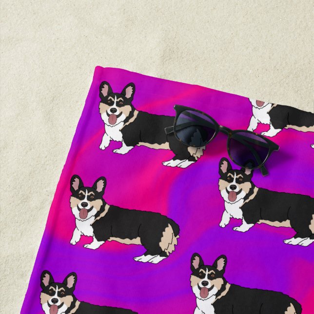 Cute Welsh Corgi Beach Towel (In Situ)