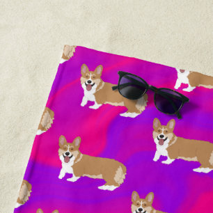 Cute Welsh Corgi Beach Towel