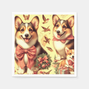 Cute Welsh Corgi Cardigan Illustration Napkin
