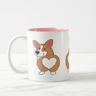 Cute Welsh Corgi Heart Butt Two-Tone Coffee Mug