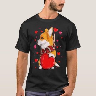 Cute Welsh Corgi Valentines Day Love Heart For Dog T-Shirt
