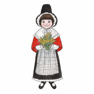 Cute Welsh Girl in Traditional Costume Standing Photo Sculpture