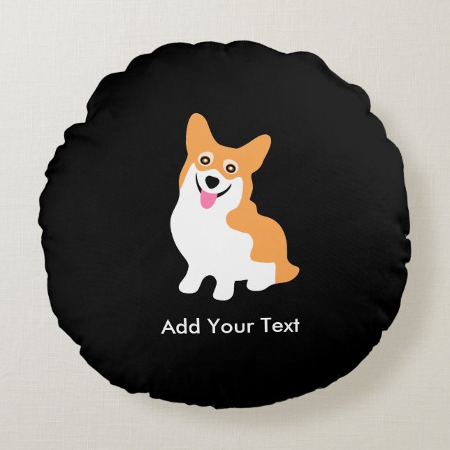Cute Welsh Pembroke Corgi Puppy Round Cushion (Front)