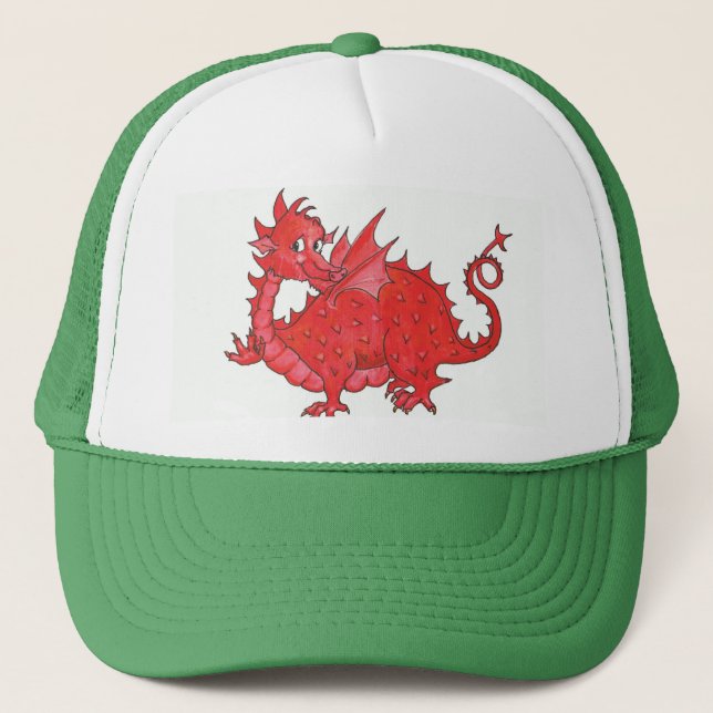 Cute Welsh Red Dragon Trucker Hat (Front)
