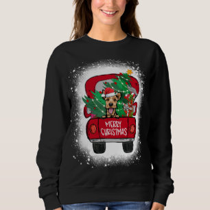 Cute Welsh Terrier Red Truck Merry Christmas Bleac Sweatshirt