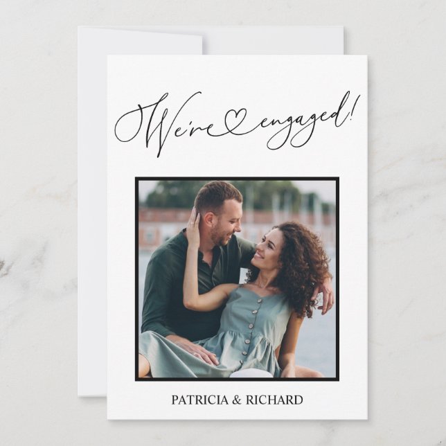 Cute We're Engaged Engagement Announcement Photo (Front)