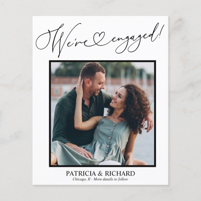 Cute We're Engaged Engagement Announcement Photo (Front)