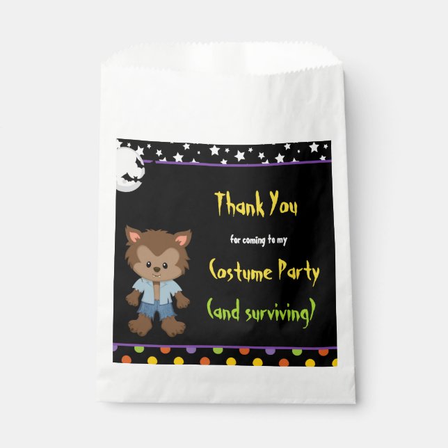 Cute Werewolf Boy Halloween Costume Party Favour Bags (Front)