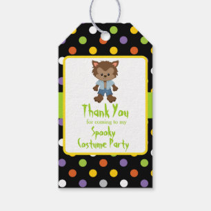 Cute Werewolf Boy Halloween Costume Party Gift Tags